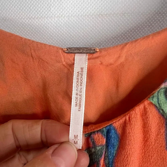 Free People Dear You Orange Floral Mini Halter Backless Dress Tunic Top Sz MD - Picture 7 of 9